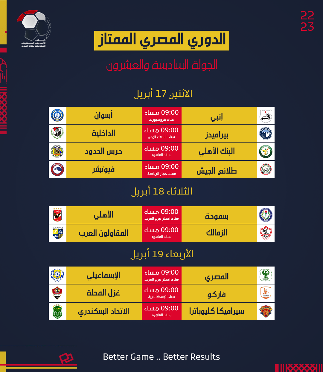  جدول مواعيد مباريات الدور الثاني من الدوري المصري (4)