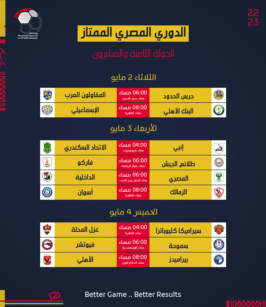  جدول مواعيد مباريات الدور الثاني من الدوري المصري (8)
