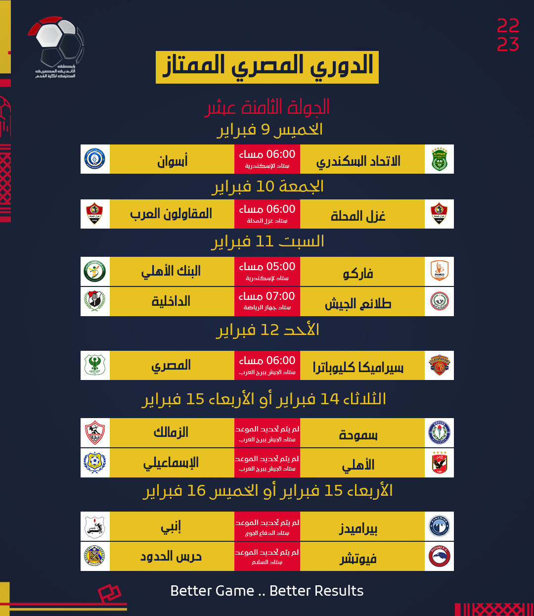  جدول مواعيد مباريات الدور الثاني من الدوري المصري (10)