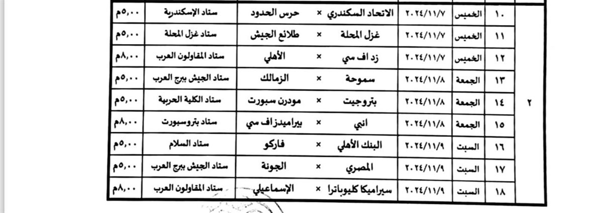 مواعيد مباريات الجولة الثانية من الدوري المصري، فيتو