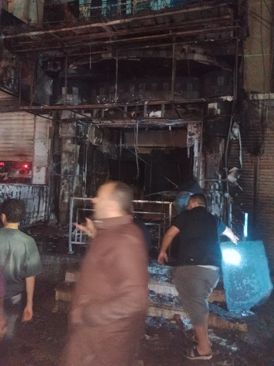 حريق بمحل مشويات بالقليوبية،صور