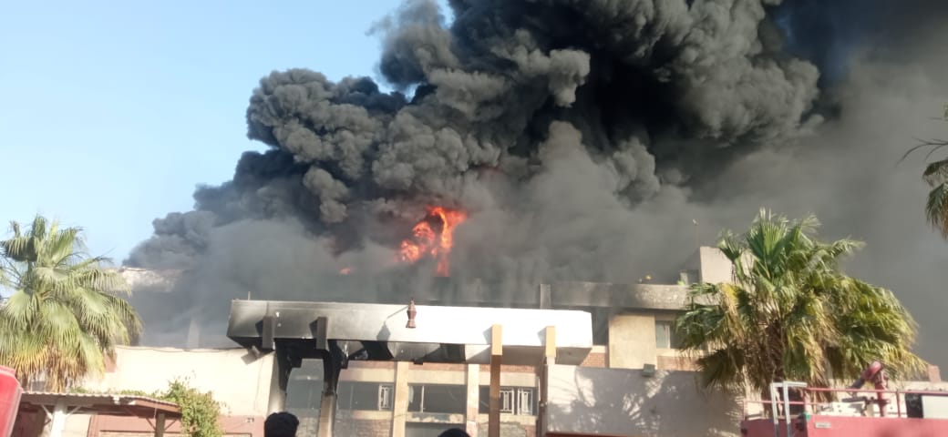 حريق مصنع بلاستيك بأكتوبر