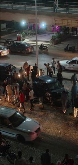  تصادم مروع بين سيارتين بكورنيش المعادي (2)