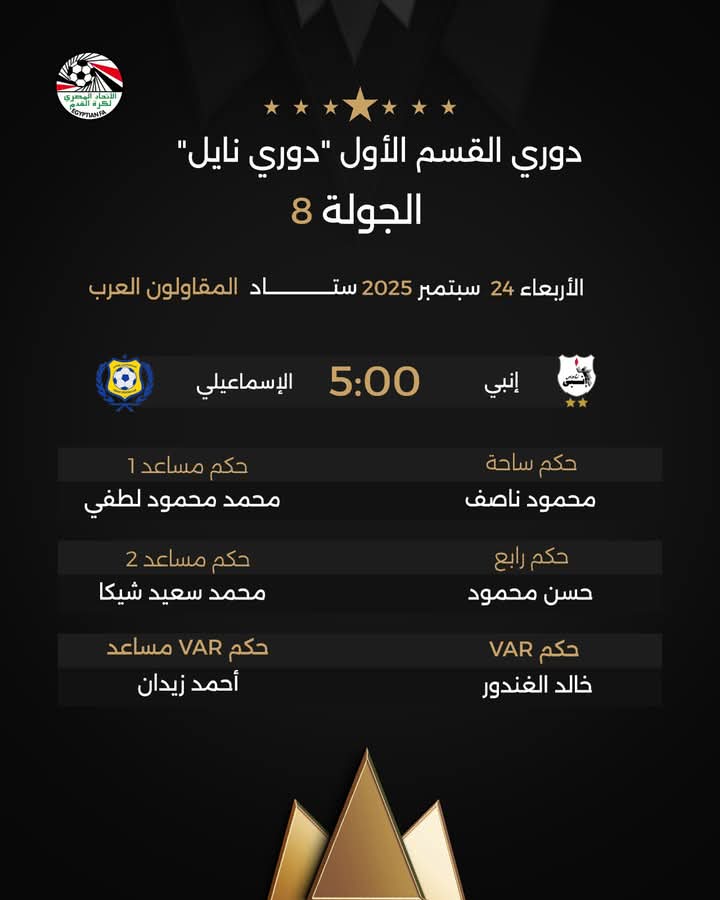 حكام إنبي والإسماعيلي، فيتو
