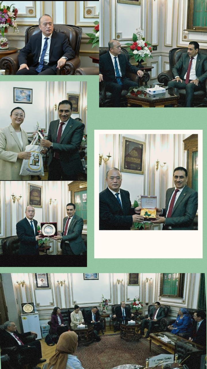 نائب رئيس جامعة القاهرة مع الوفد الصيني