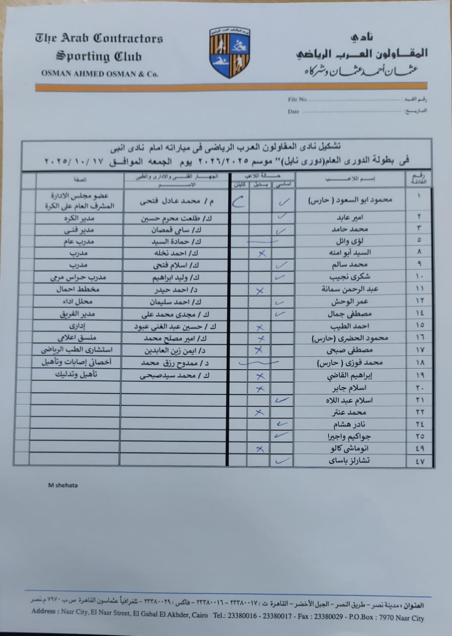 تشكيل المقاولون أمام إنبي، فيتو