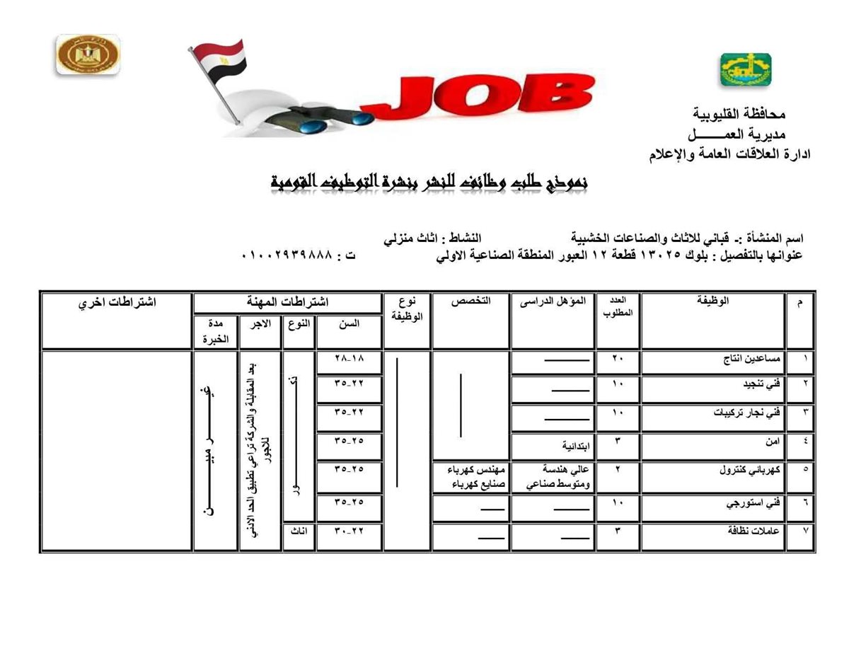 فرص عمل بالقليوبية، فيتو