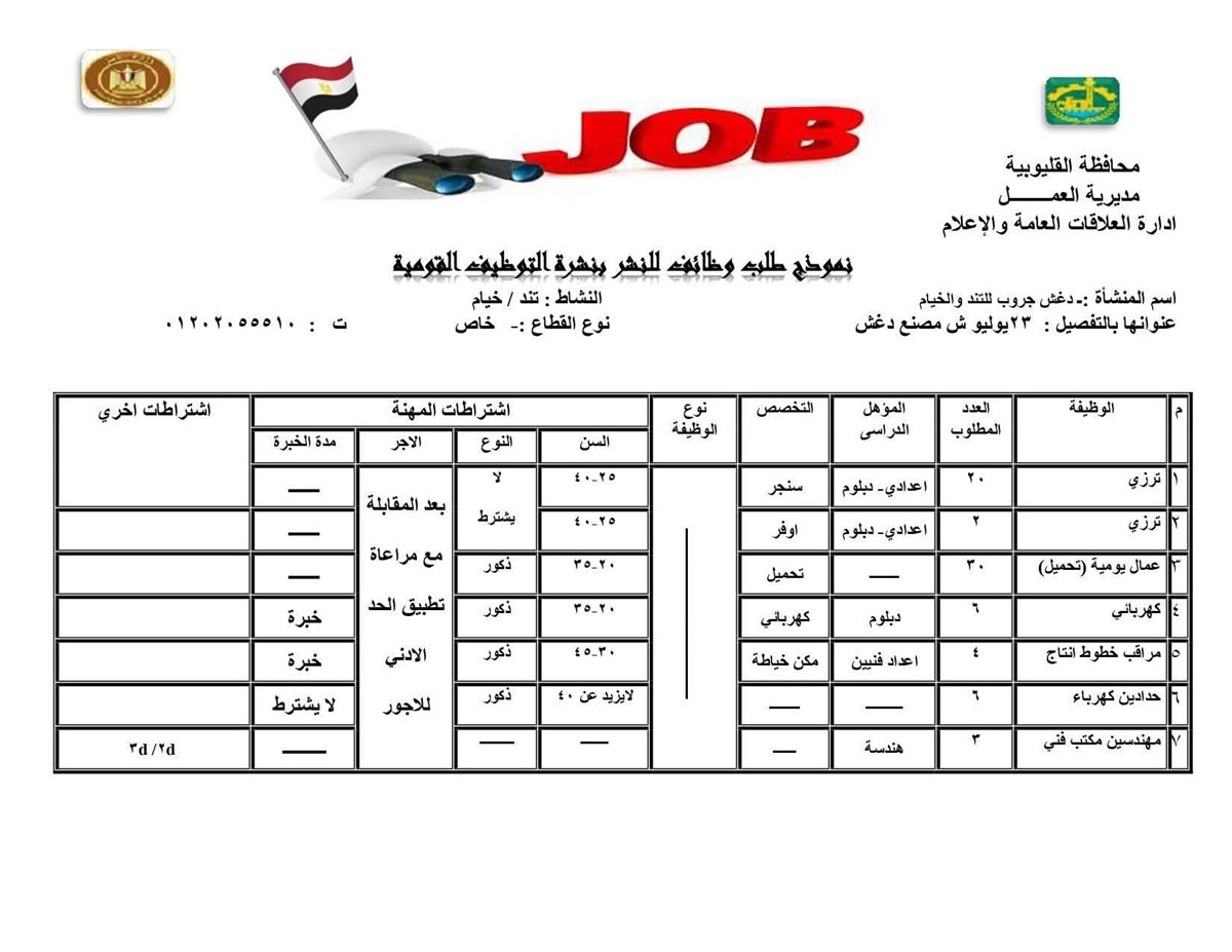 فرص عمل بالقليوبية، فيتو