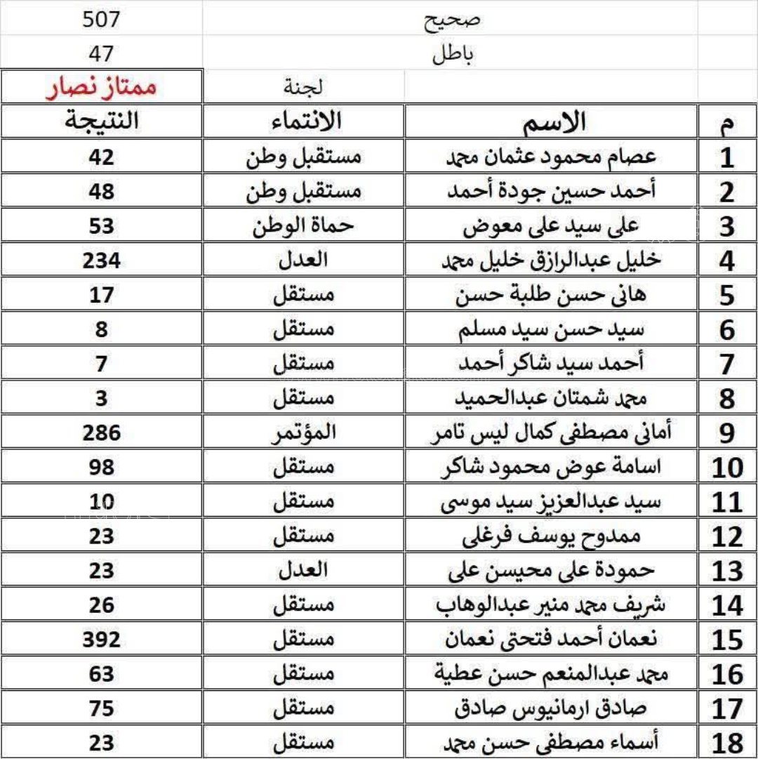 الحصر العددي لانتخابات الإعادة في الدائرة الثالثة بأسيوط (7)