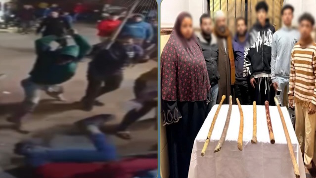 فيديو يوثق حفلة للتعدي شخص بالعصي &nbsp;في المنوفية&nbsp;