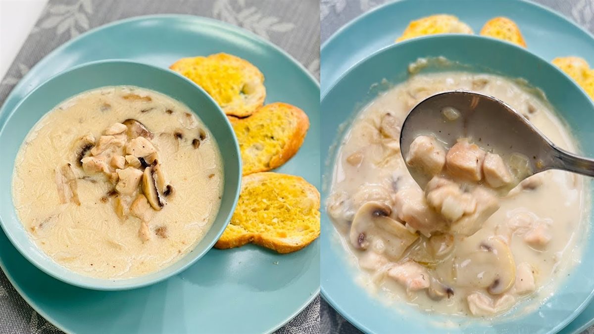 طريقة عمل شوربة الفراخ بالكريمة والمشروم&nbsp;