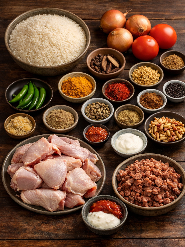 مكونات أوزي الدجاج بالارز