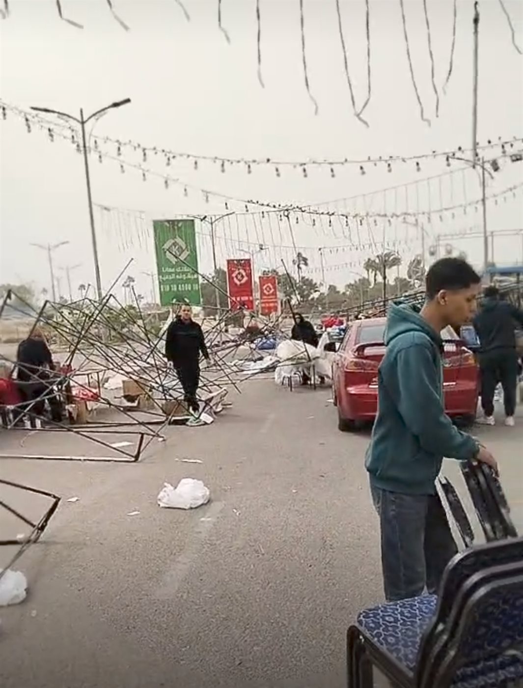 العاصفة التاربية تتسبب في تدمير بازار بالإسماعيلية، فيتو