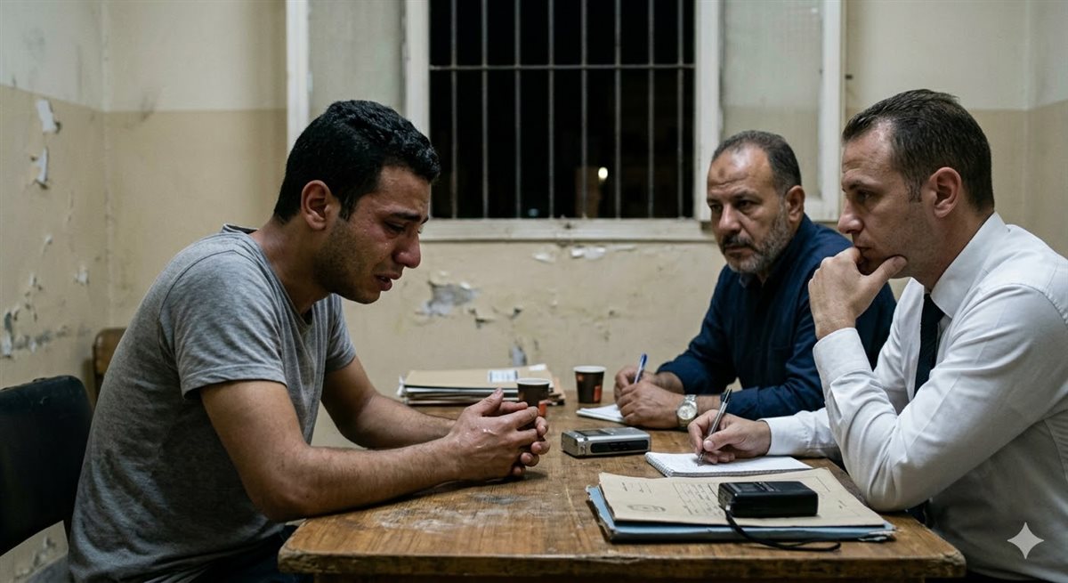 الناجي الوحيد يعترف بتفاصيل الجريمة أمام المحققين - صورة بالذكاء الاصطناعي