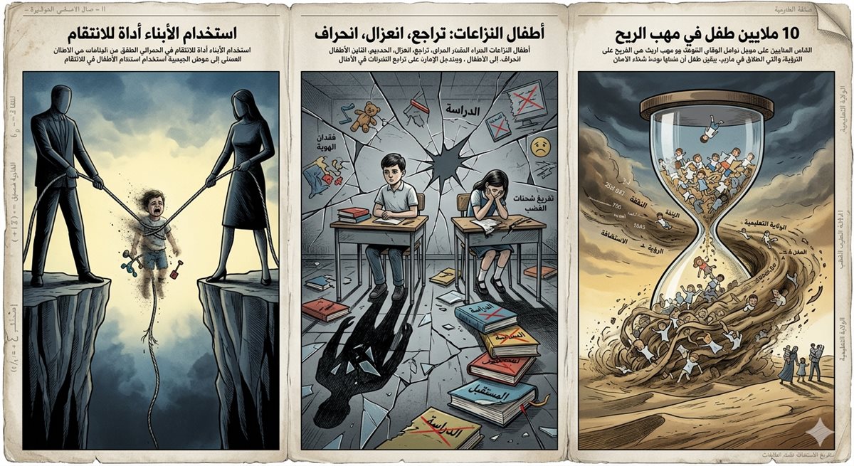 صورة بالذكاء الاصطناعي تتضمن بيانات ومعلومات عن قضايا الاحوال الشخصية