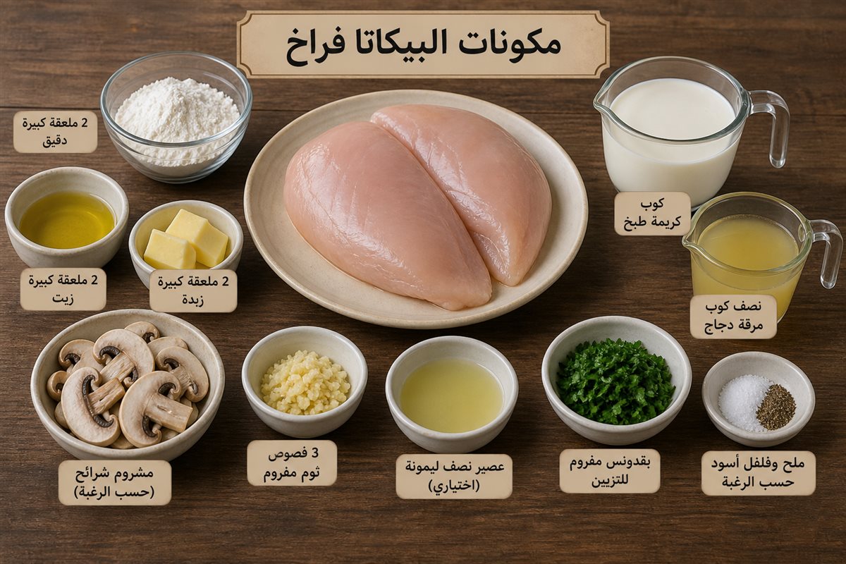 مكونات البيكاتا فراخ