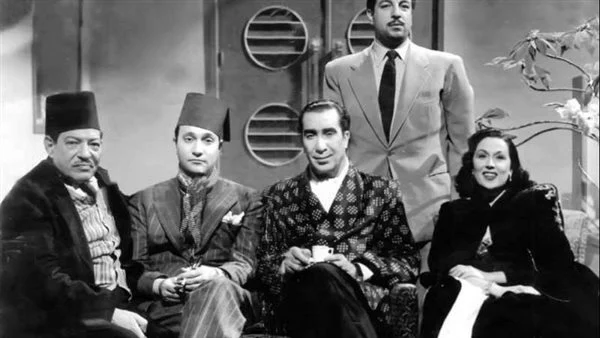 محمد عبد الوهاب والريحانى ويوسف وهبى وليلى مراد وانور وجدى فى فيلم غزل البنات&nbsp;