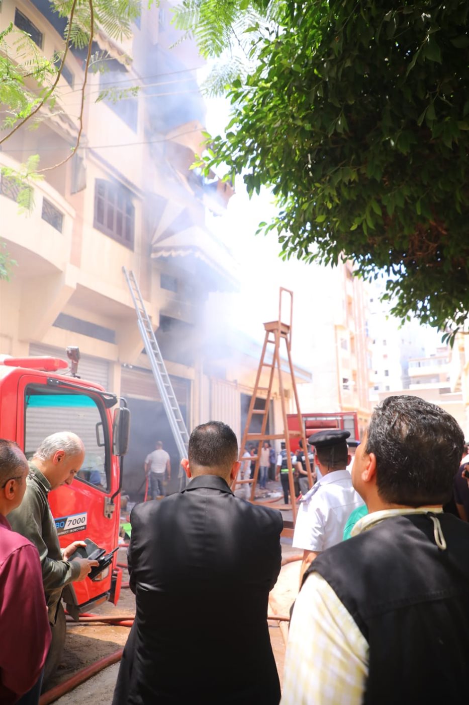 حريق في أحد المباني بمنطقة السنانية، فيتو