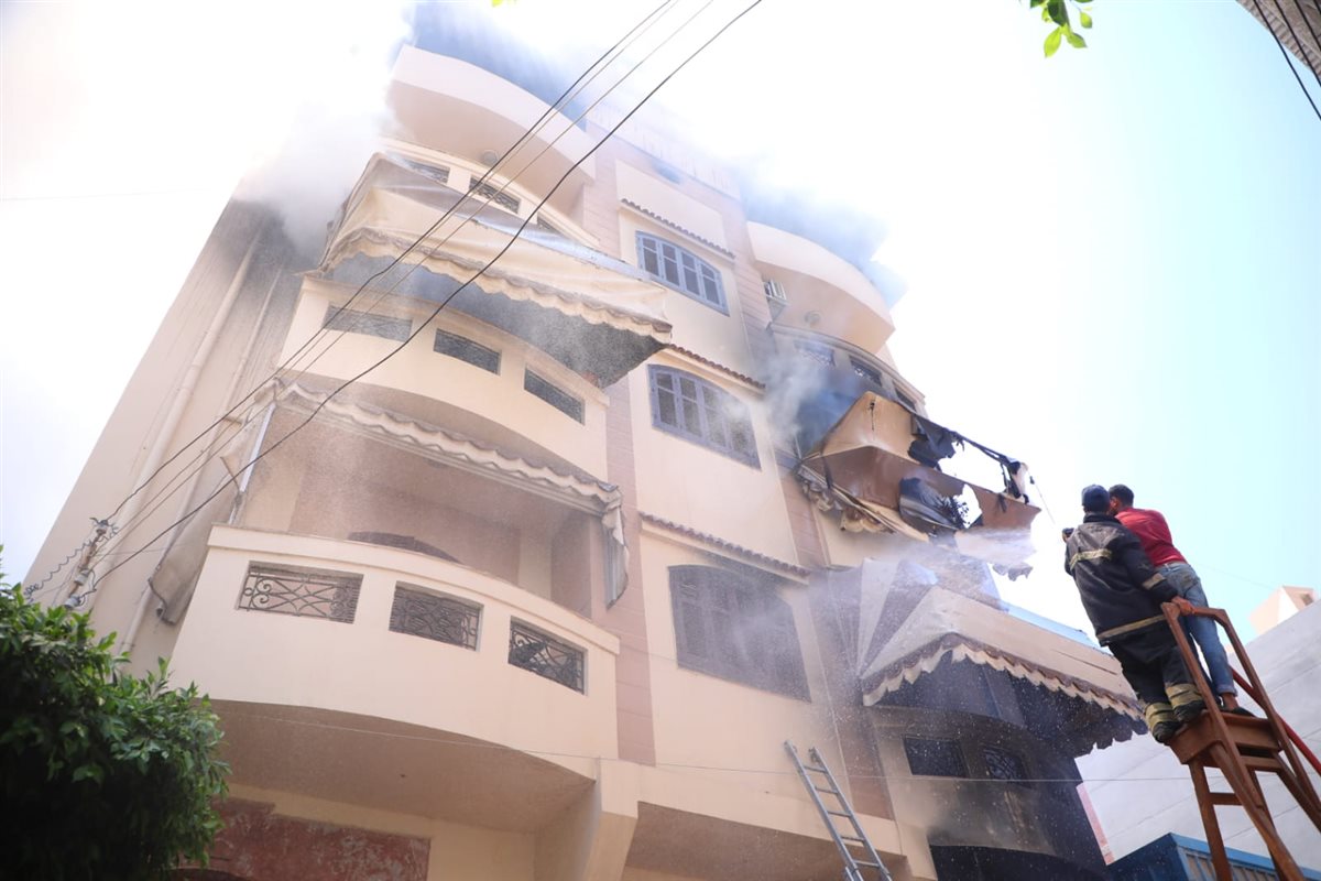حريق في أحد المباني بمنطقة السنانية، فيتو