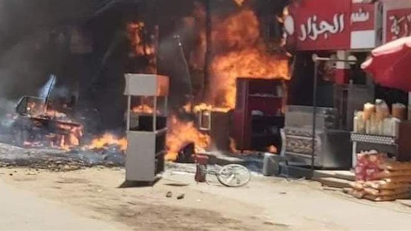 حريق مطعم بسبب انفجار
