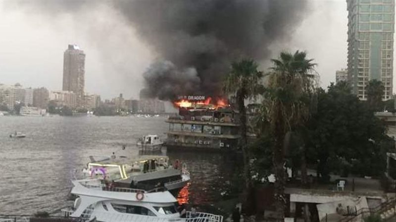 حريق مركب نيلى بالجيزة