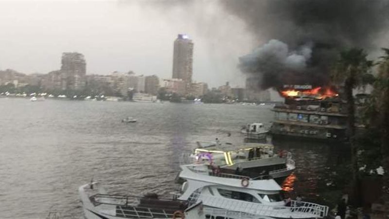 حريق مركب نيلي بالجيزة