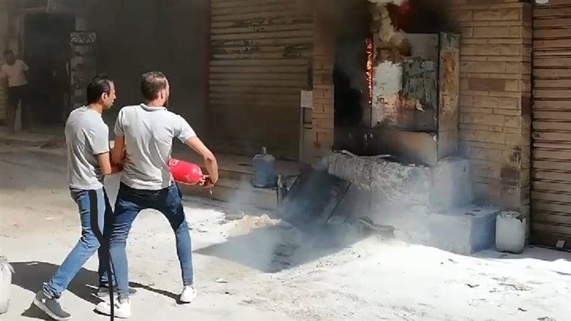 حريق بمحول كهرباء