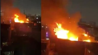 انتداب المعمل الجنائي لمعاينة حريق نشب داخل مخزن بأكتوبر