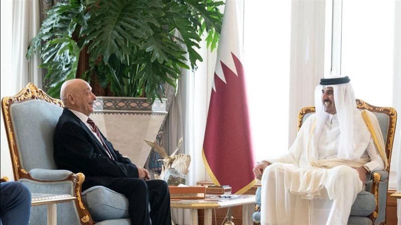 أمير قطر يستقبل عقيلة
