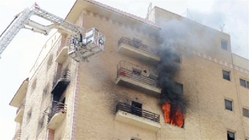 حريق شقة في الأزبكية
