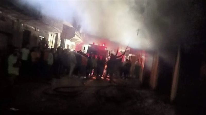 حريق ورشة دوكو بالعمرانية