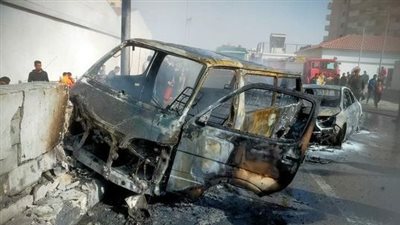 تفحم سيارتين على محور روكسي الجديد (صور)