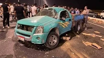 الاستماع للمصابين في انقلاب سيارة نصف نقل أعلى الطريق الأوسطي بالعياط