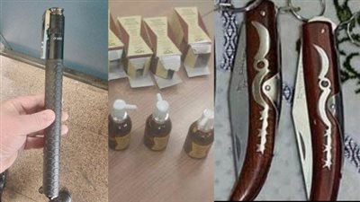 ضبط 4 محاولات لتهريب نقد مصري وأسلحة بيضاء ومخدرات وأجهزة لاسلكي بمطار القاهرة