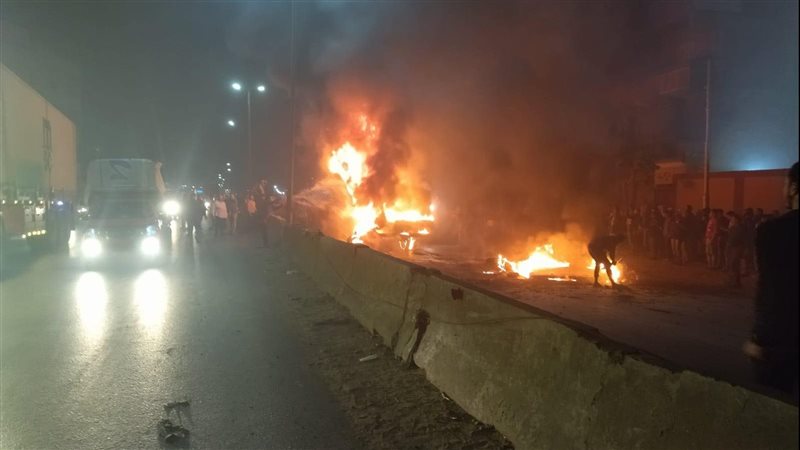 حريق سيارة نقل على
