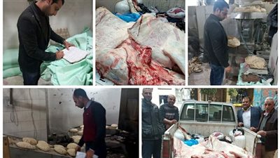 التحفظ على لحوم غير صالحة وضبط عدة مخابز بلدية بالبحيرة (صور)