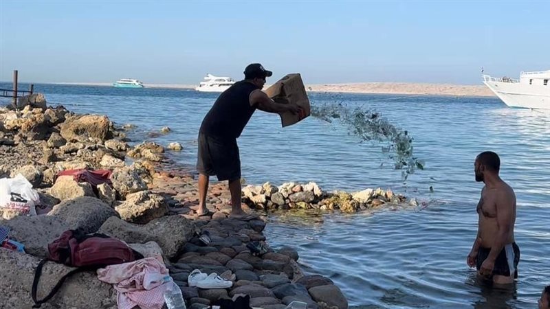 إلقاء زجاجات في مياه