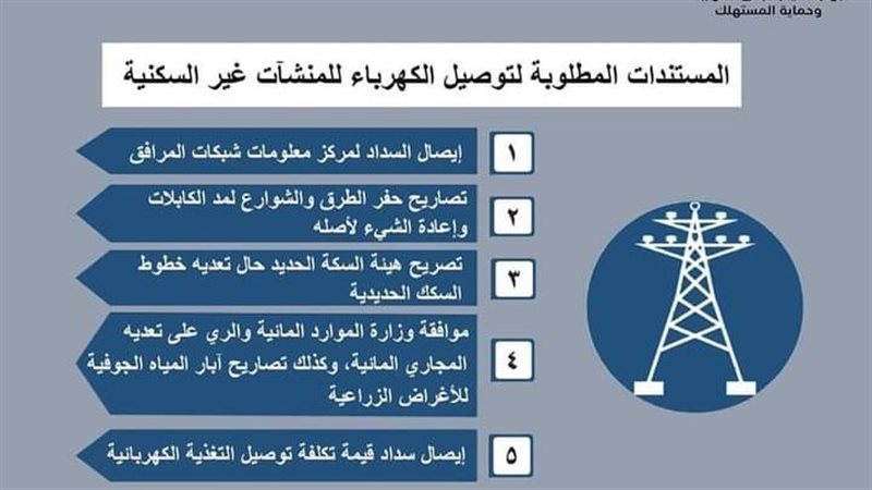 إجراءات توصيل الكهرباء