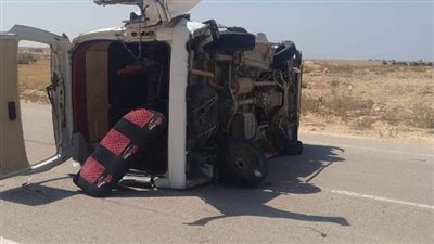 استعجال التقرير المروري لـ12 مصابا بحادث انقلاب ميكروباص بالطريق الأوسطي