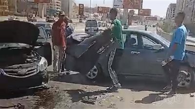بالفيديو، إصابة 5 أشخاص فى حادث تصادم بالدائري 