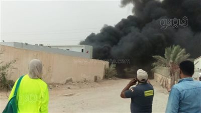 حريق هائل بمصنع مراتب بطريق السخنة بالقطامية