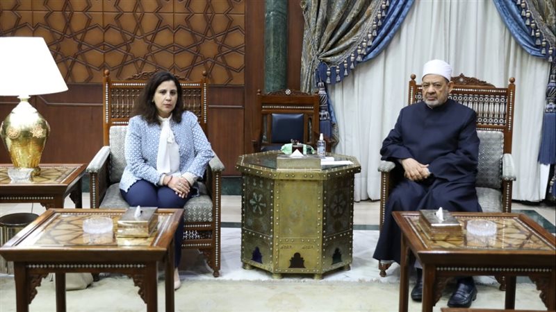 شيخ الأزهر مع السفيرة