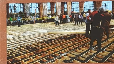 إزالة الجزء المحترق من مسرح بلازا بمهرجان الجونة