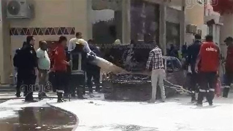 حريق سيارة داخل محطة