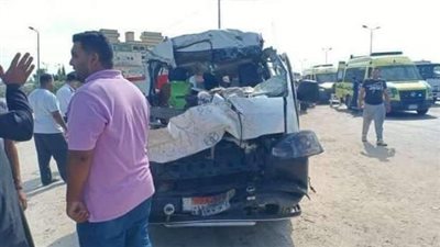 إصابة 18 شخصا في تصادم ميكروباص مع سيارتين ملاكي بطريق «القاهرة - الإسكندرية» الصحراوي