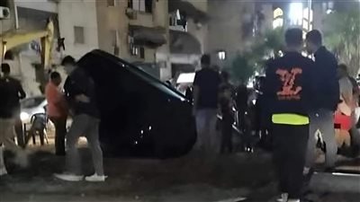 تفريغ كاميرات المراقبة في محيط حادث سقوط سيارة ملاكى من أعلى كوبرى أكتوبر