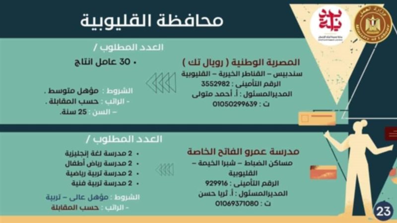 وظائف بالقليوبية،
