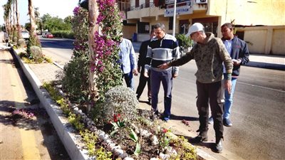 رئيس مدينة الأقصر يتابع أعمال تكثيف المساحات الخضراء بمحيط معبد الكرنك