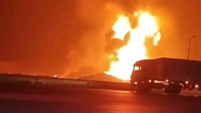 انفجار خط مواسير غاز بطريق بلبيس الصحراوي بالخانكة والدفع بـ 15 سيارة إطفاء (صور)