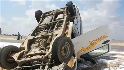 بالأسماء، إصابة 5 أشخاص من أسرة واحدة في انقلاب سيارة أمام الجامعة الأهلية بجمصة